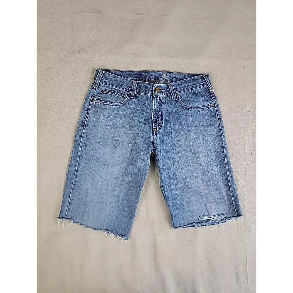 Carhartt Relaxed Fit Denim Shorts Mens 31 Blue Cut Off B320 LWB Cotton baggy